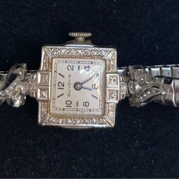 Vintage white gold diamond watch - Picture 4 of 5